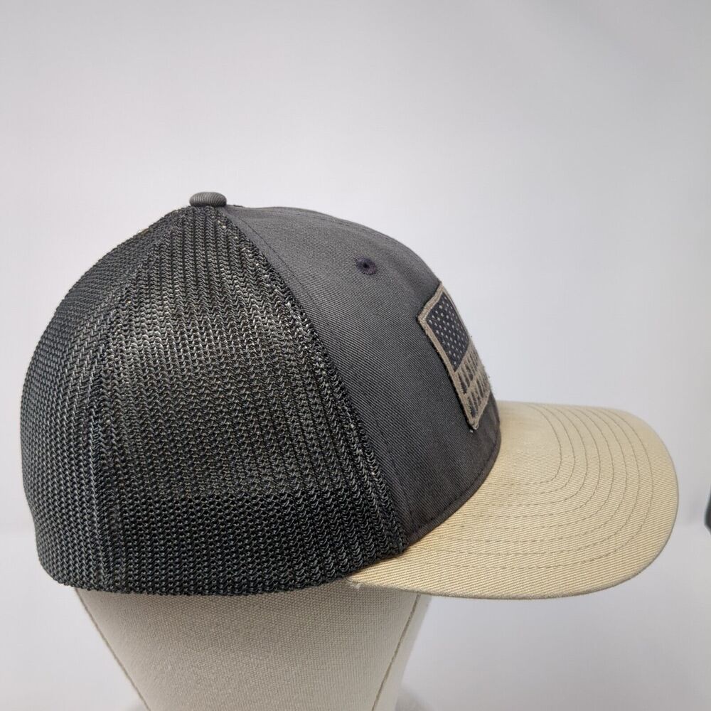 Pine Trees Usa Flag Patch Fitted Trucker Hat Gray… - image 4